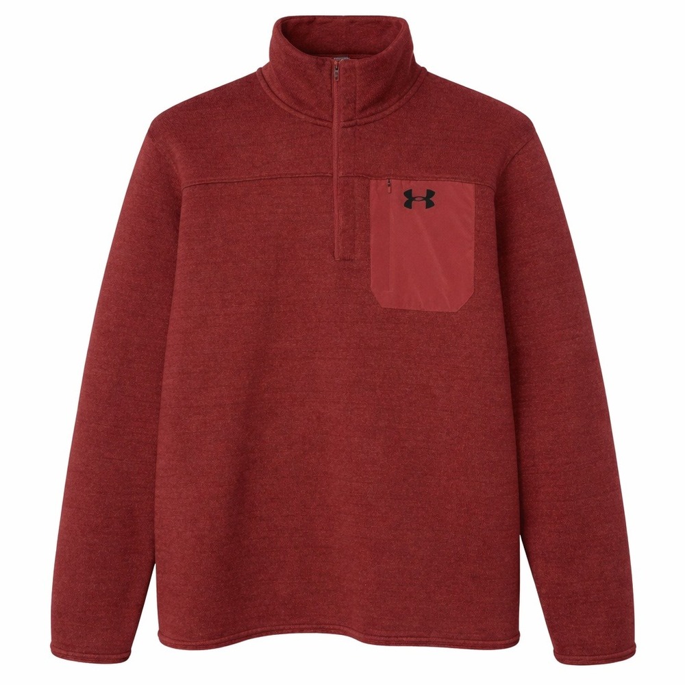 Under Armour Sweater Mens 2XL Maroon Cold Gear Pullover Loose 1/4 Zip Polyester